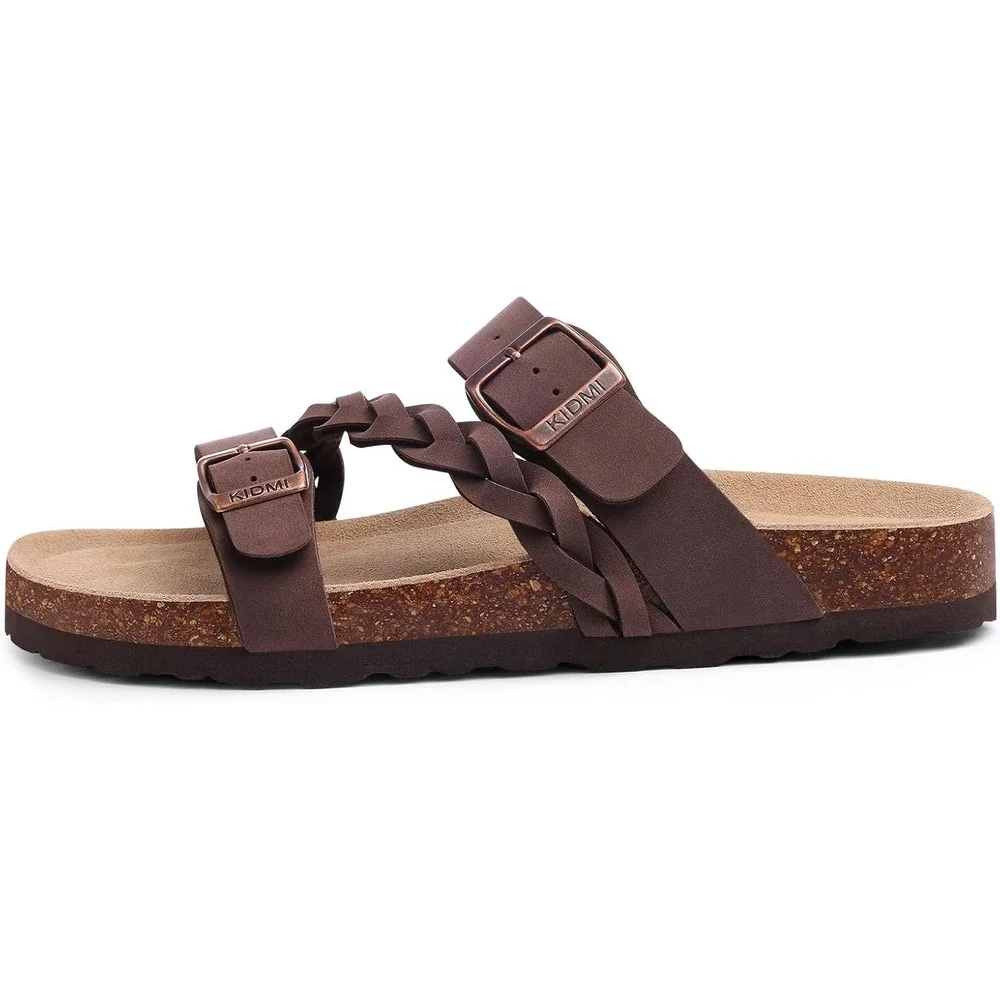 Women's Arch Support Cork Sandals – Slip-On Slides with Buckle – Summer Comfort - Picture 3 of 7
